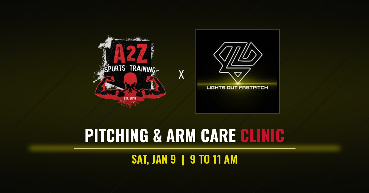 A2Z Sports Training and Lights Out Fastpitch logos for the Pitching and Arm Care Clinic